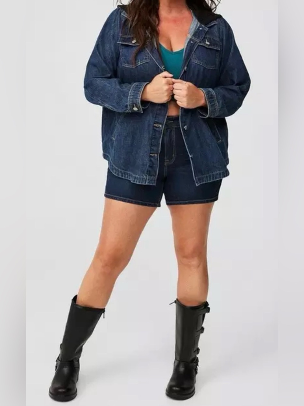 torrid Denim Hooded Shacket